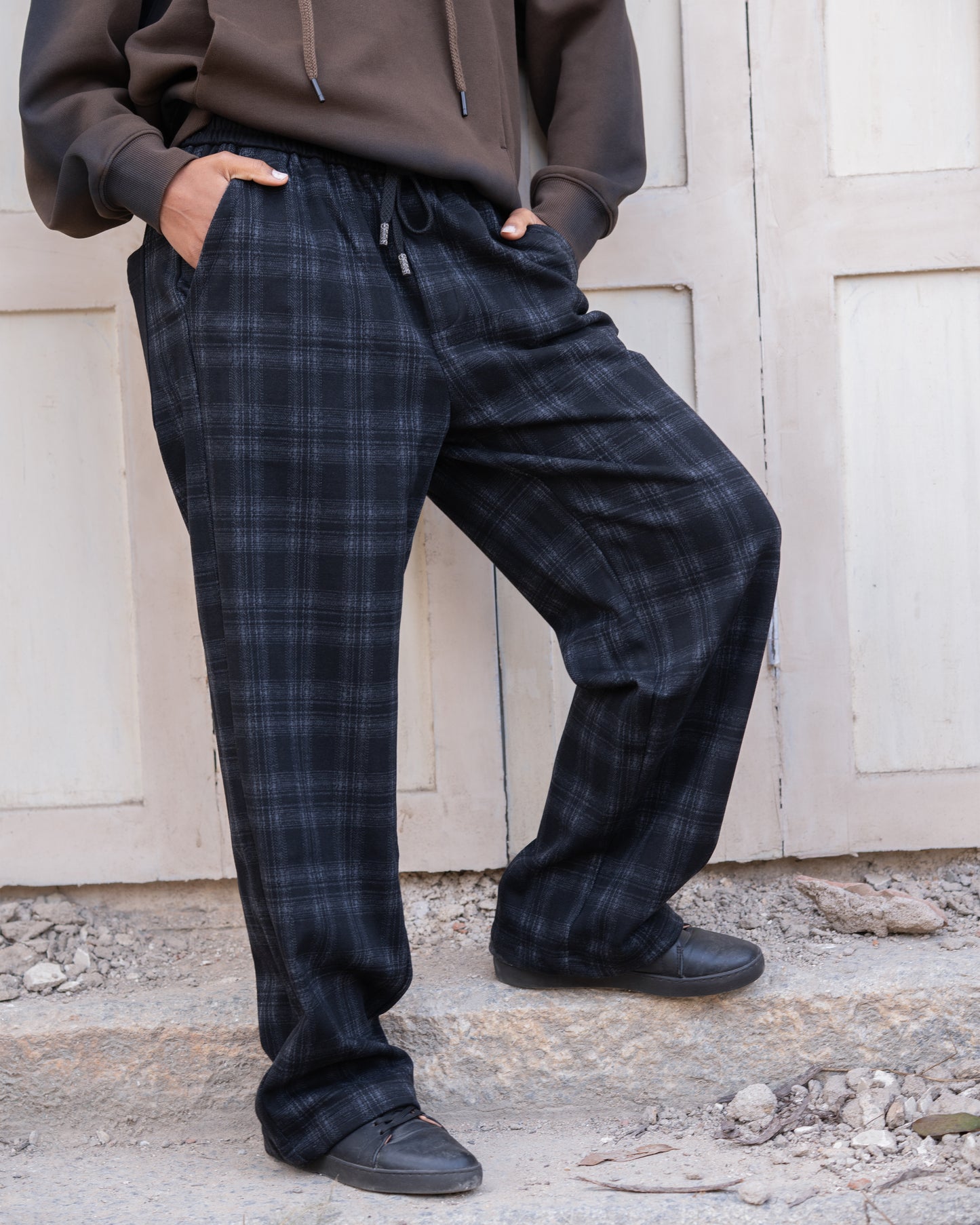 velvety lined Check Sweatpants