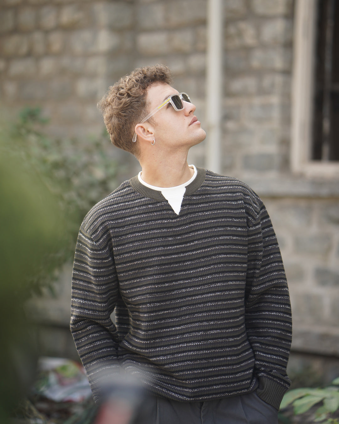 Layered knit pullover