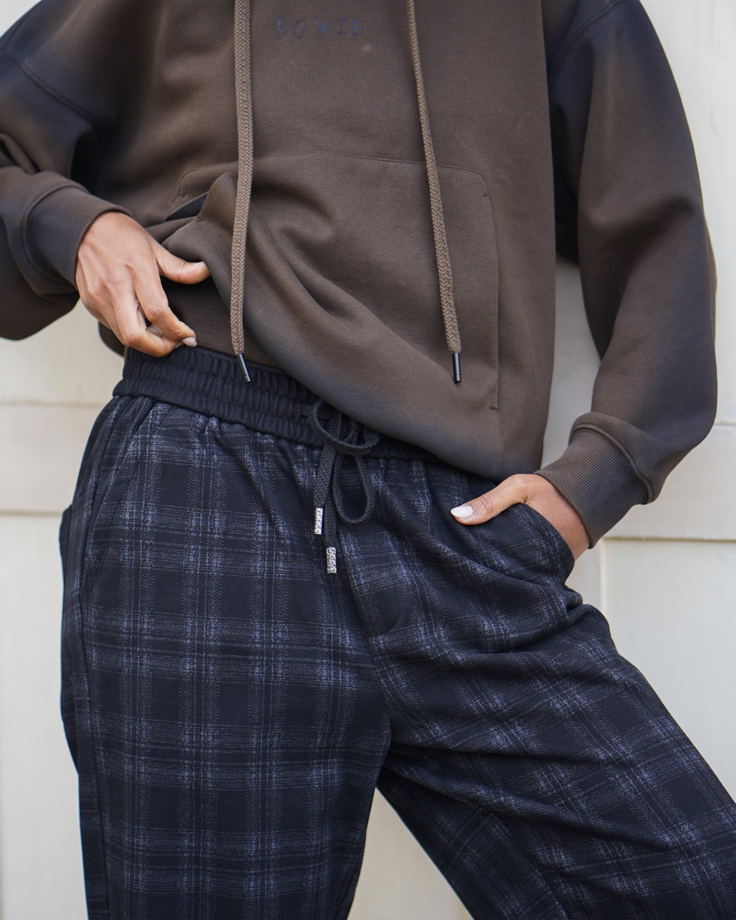 velvety lined Check Sweatpants
