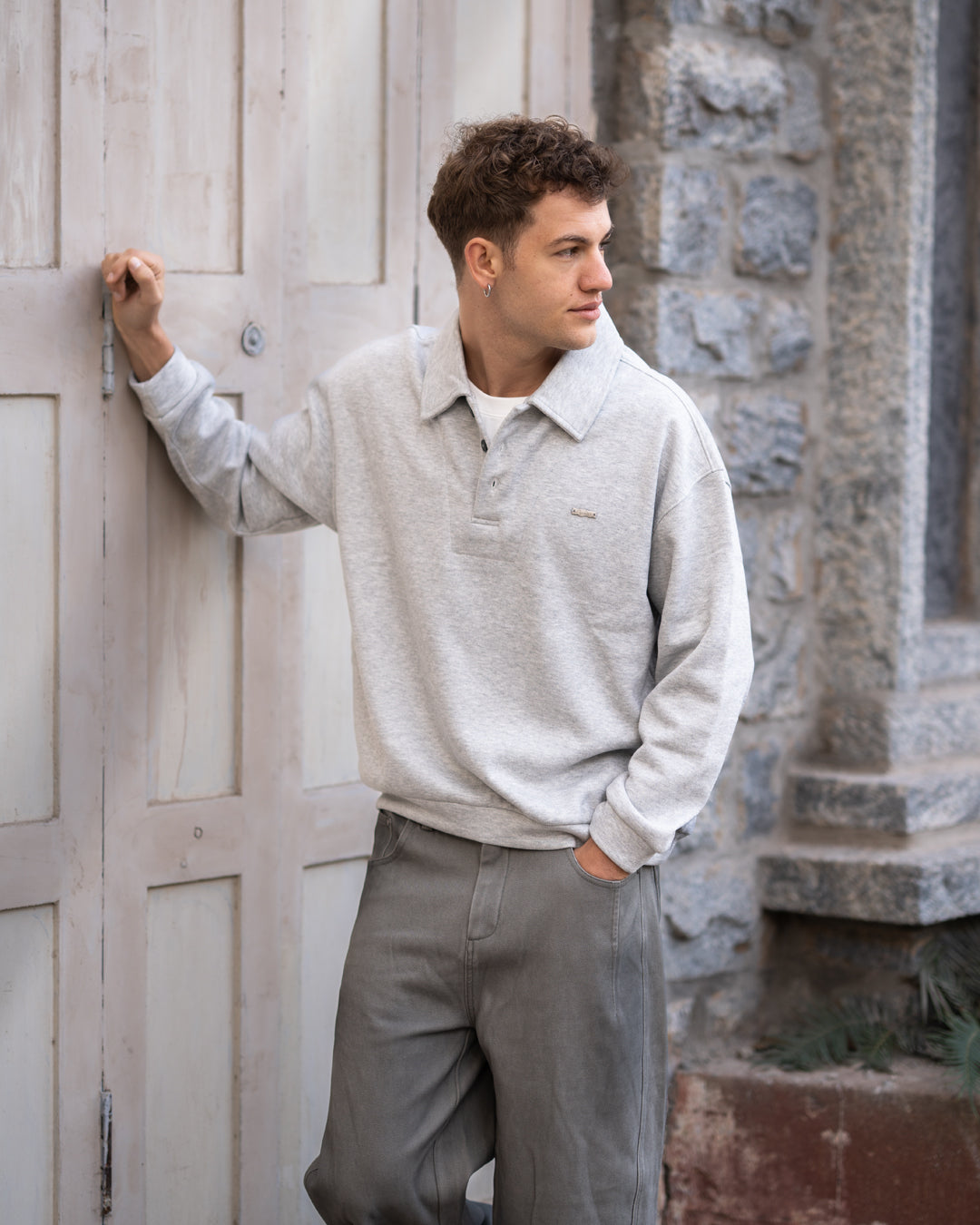 Layered rugby sweatshirt