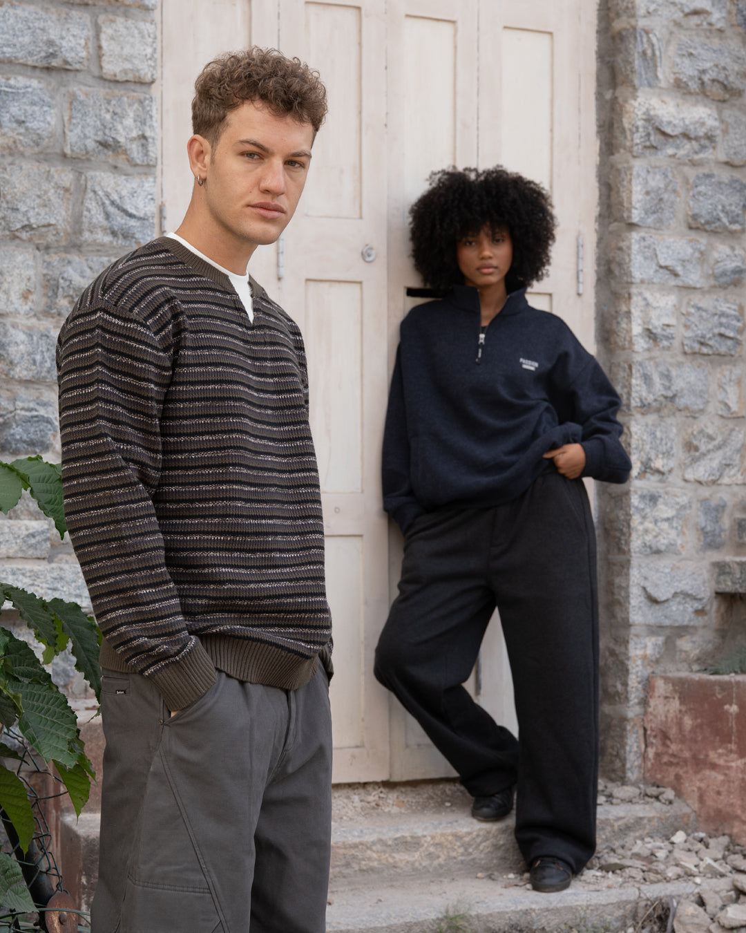 Layered knit pullover