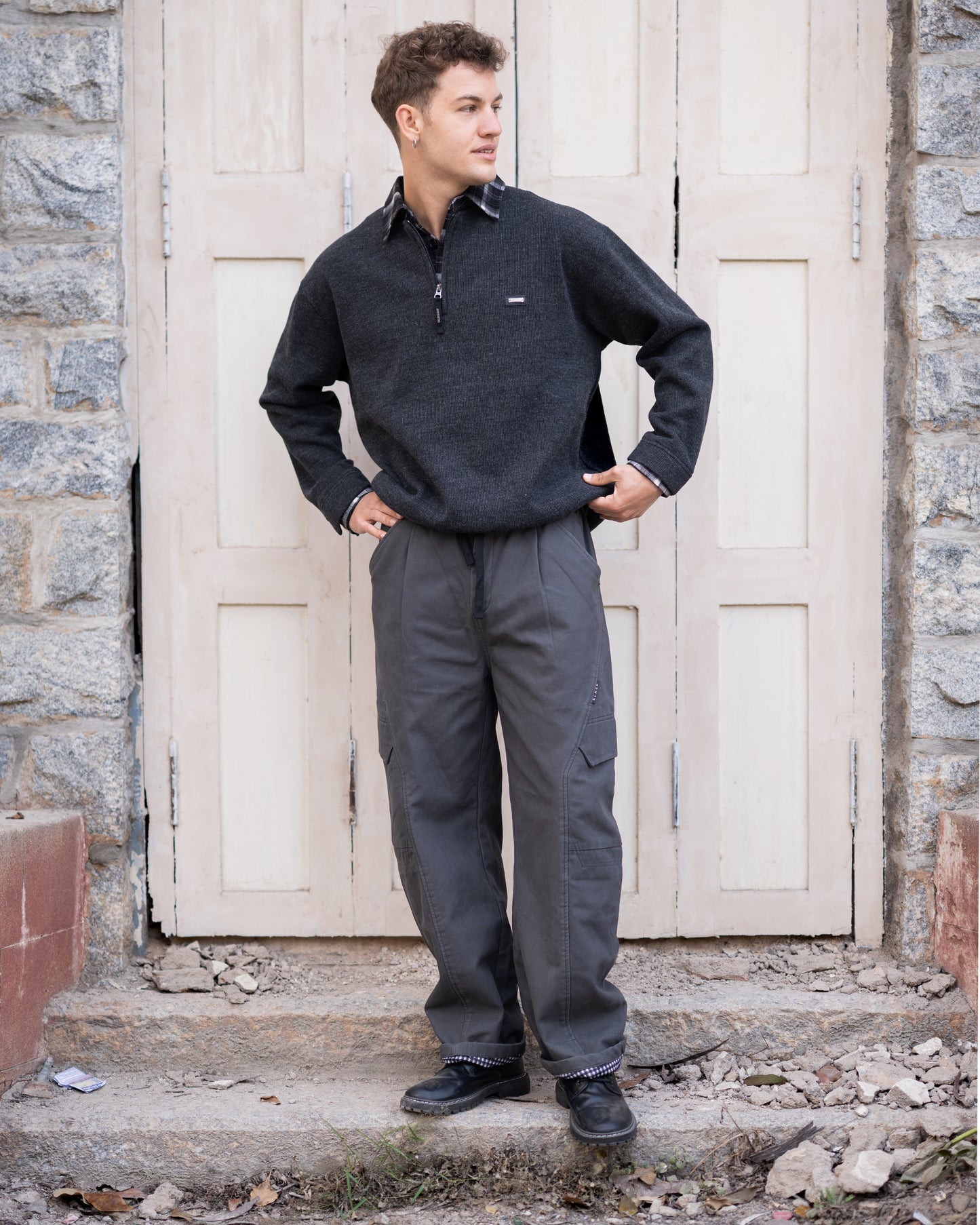 Layered zipper sweatshirt