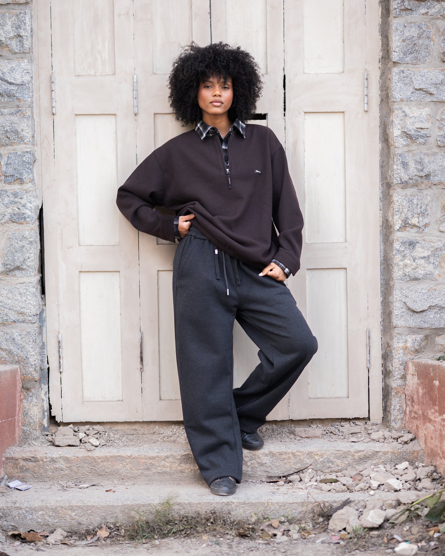 Layered zipper sweatshirt