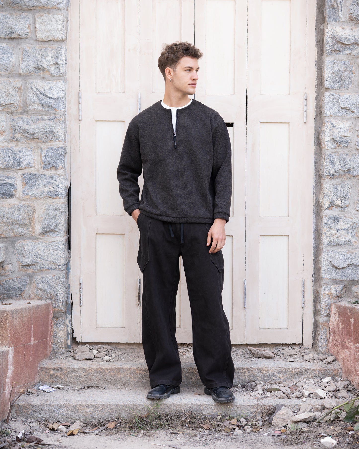 Layered zipper sweatshirt