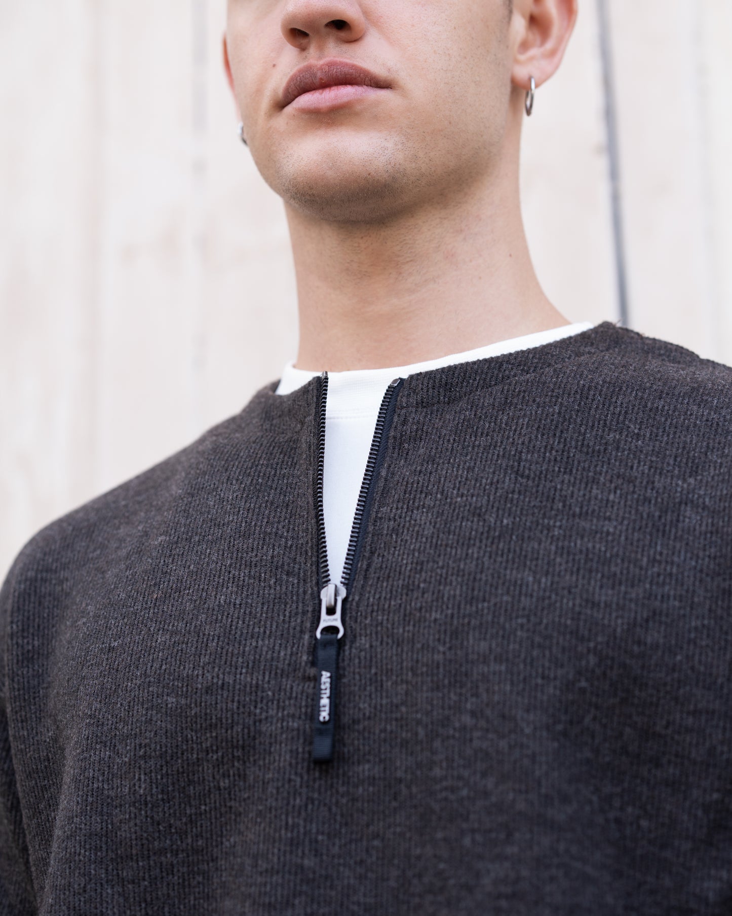 Layered zipper sweatshirt