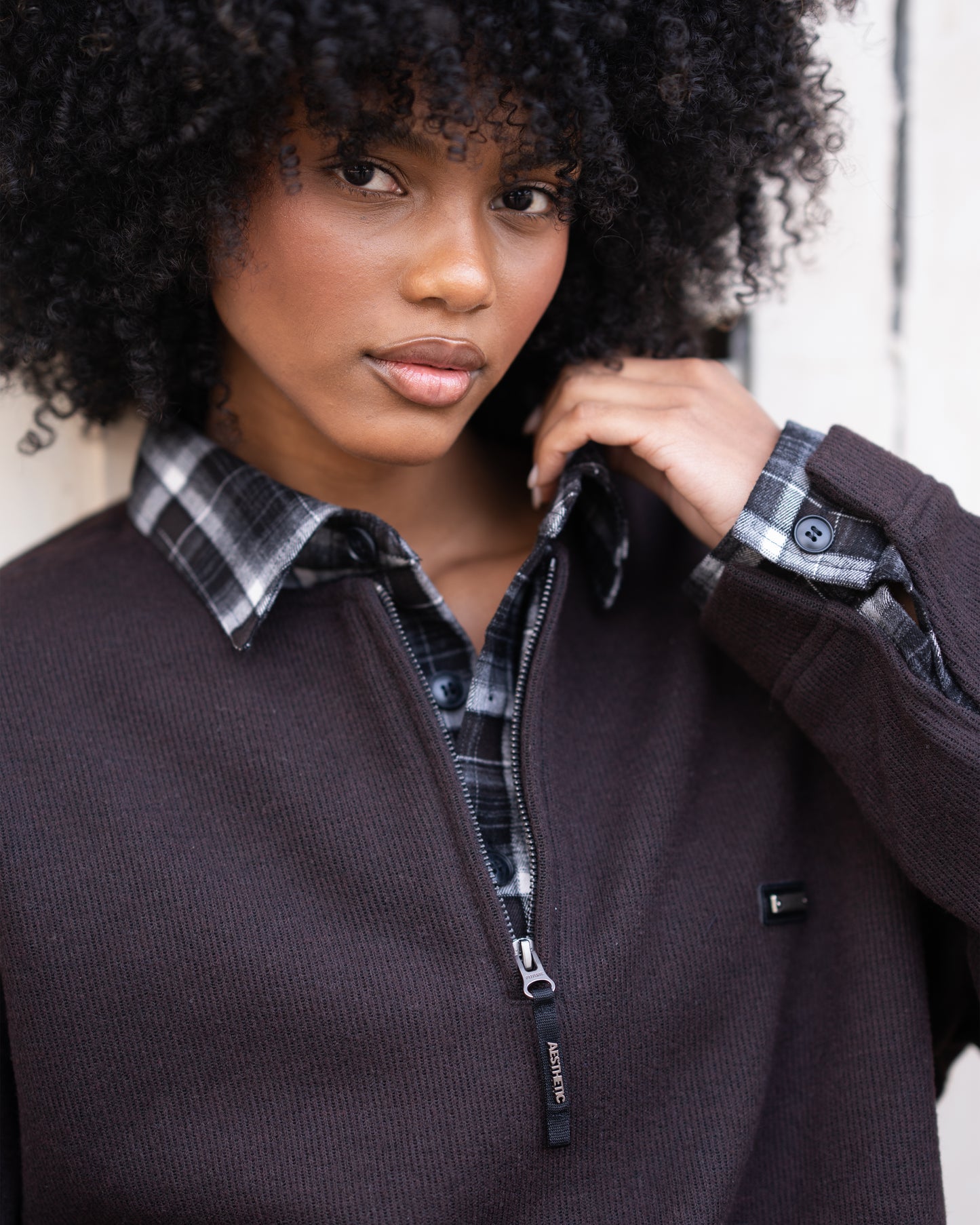 Layered zipper sweatshirt