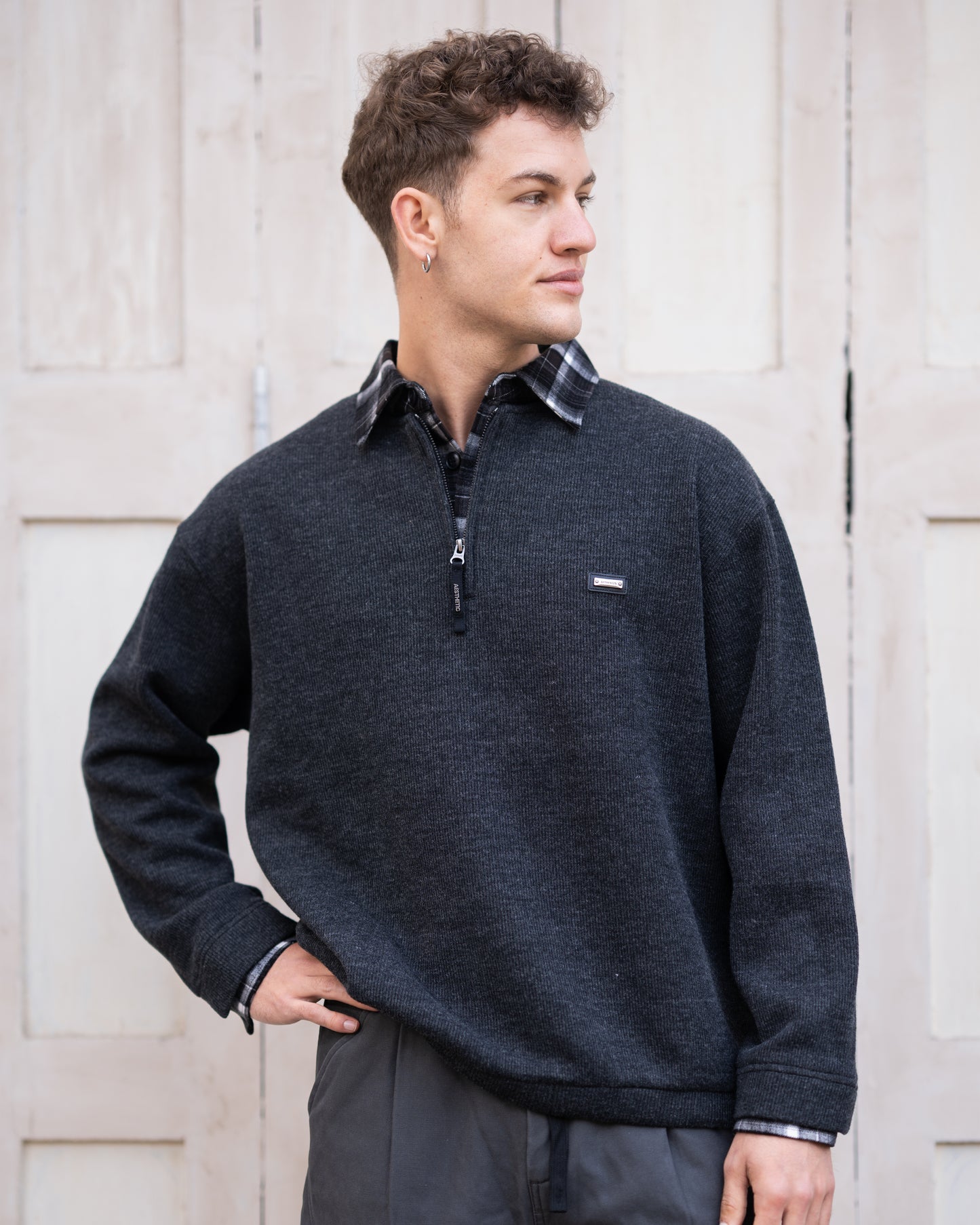 Layered zipper sweatshirt