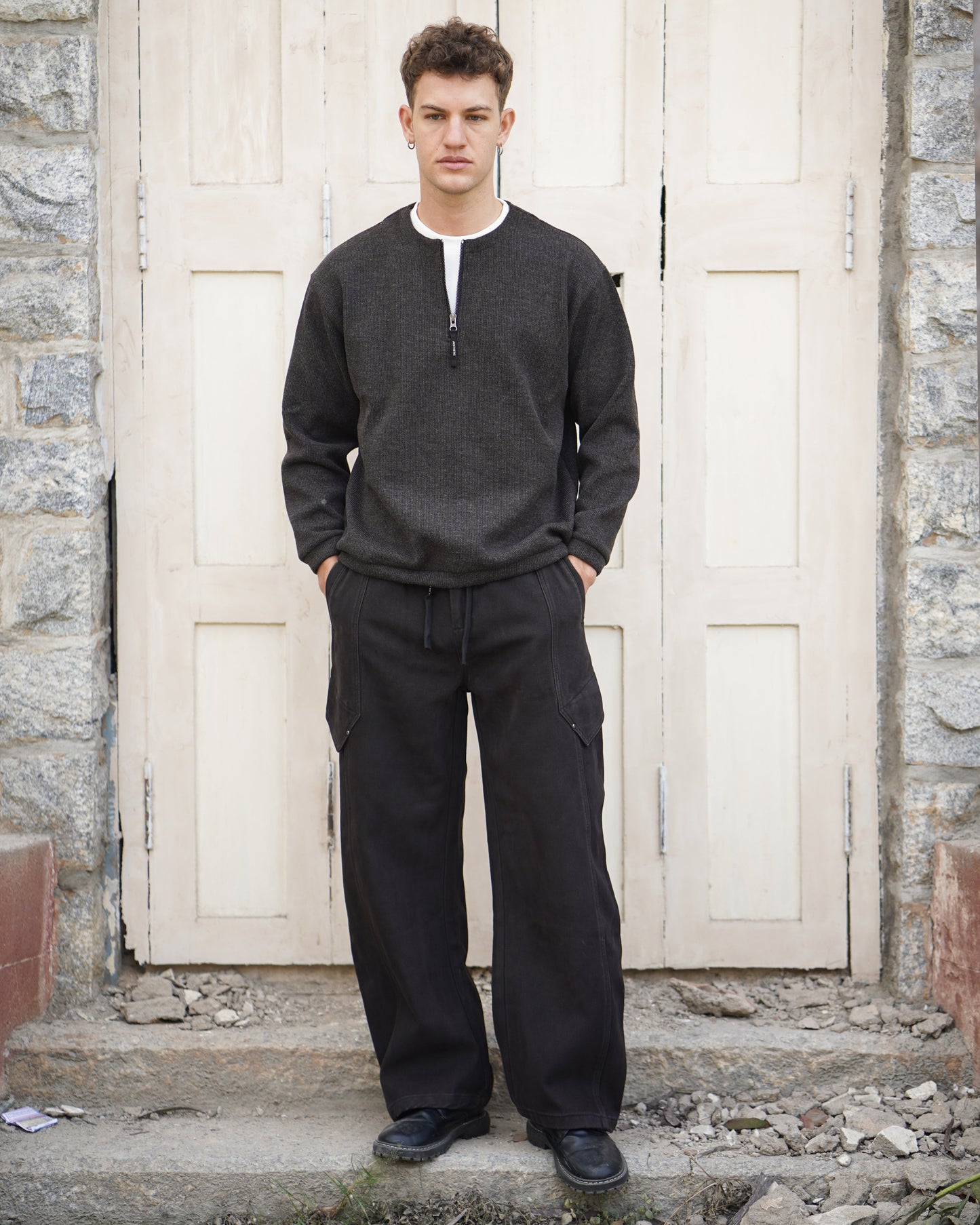 Layered zipper sweatshirt