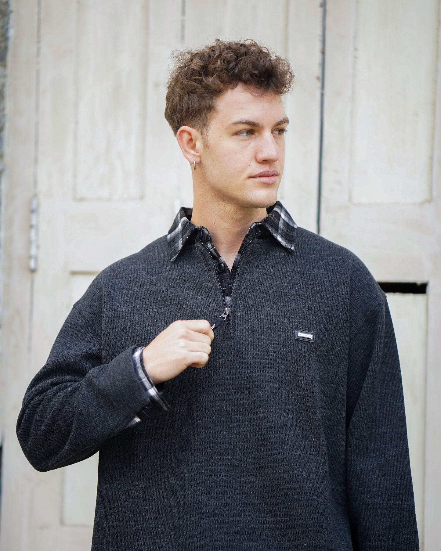 Layered zipper sweatshirt