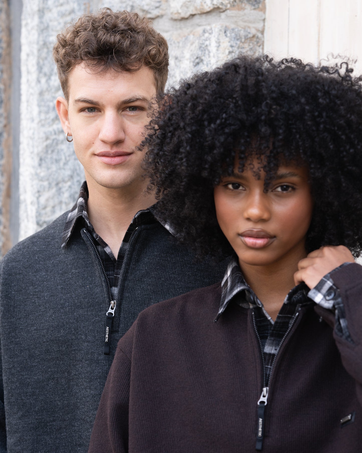 Layered zipper sweatshirt