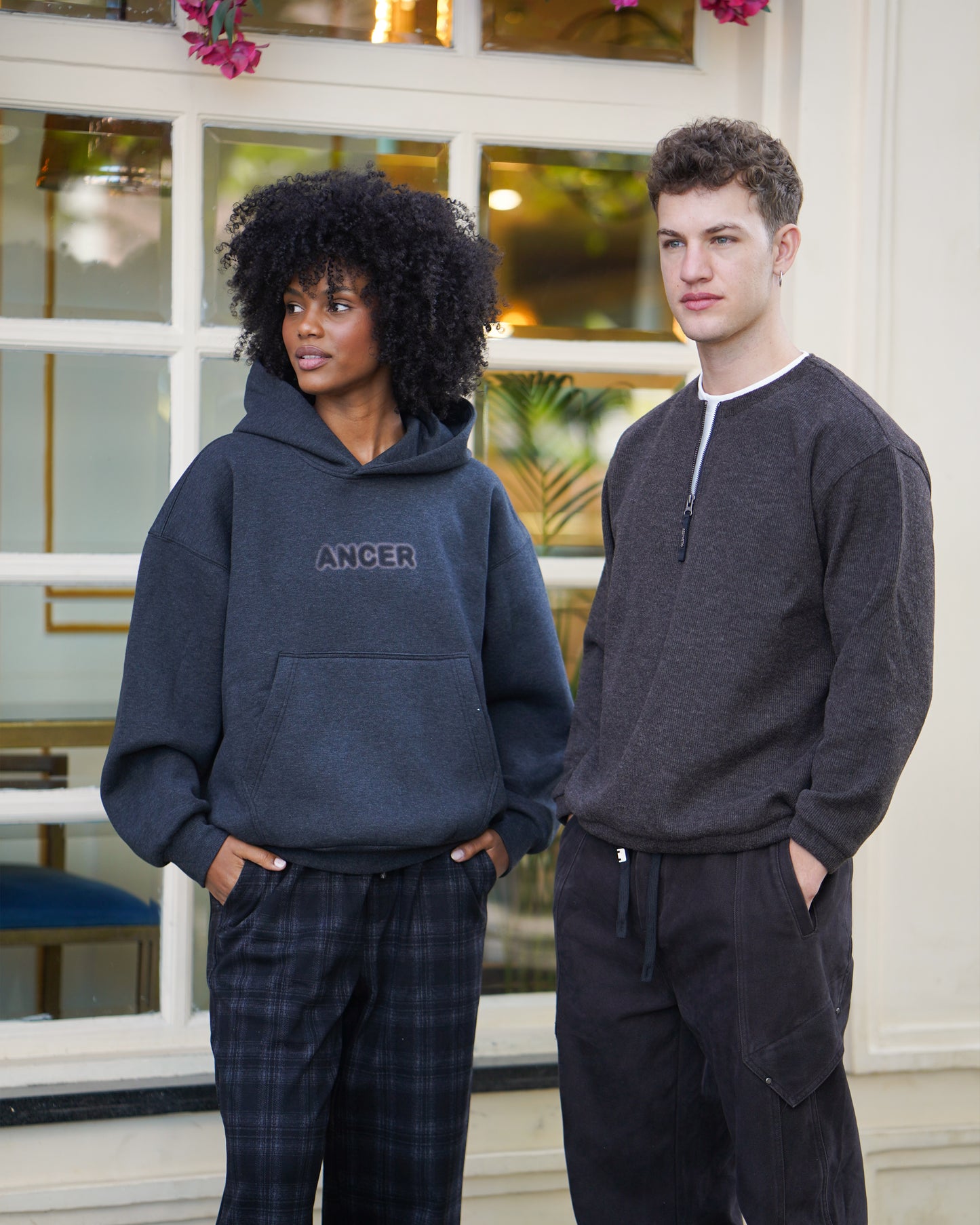 Layered zipper sweatshirt