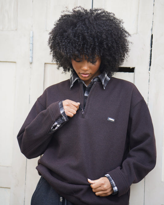 Layered zipper sweatshirt